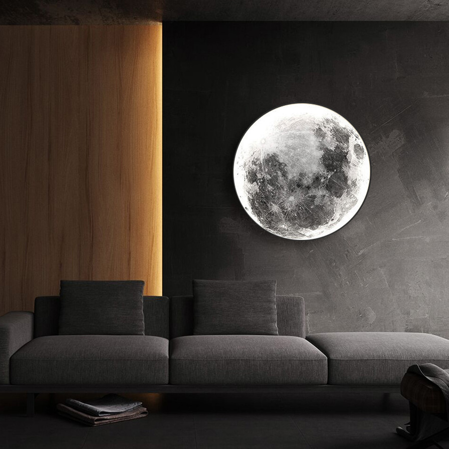 Bedroom Bedside Lamp Moon Wall Lamp Modern Luxury Creative Aisle Corridor Art Living Room Background Decorative Wall Lamp