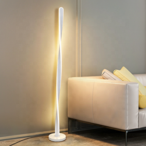 Modern European-Style LED Floor Lamp with Aluminum Metal Body and White Acrylic Shade for Hotel Room Bedroom Living Room