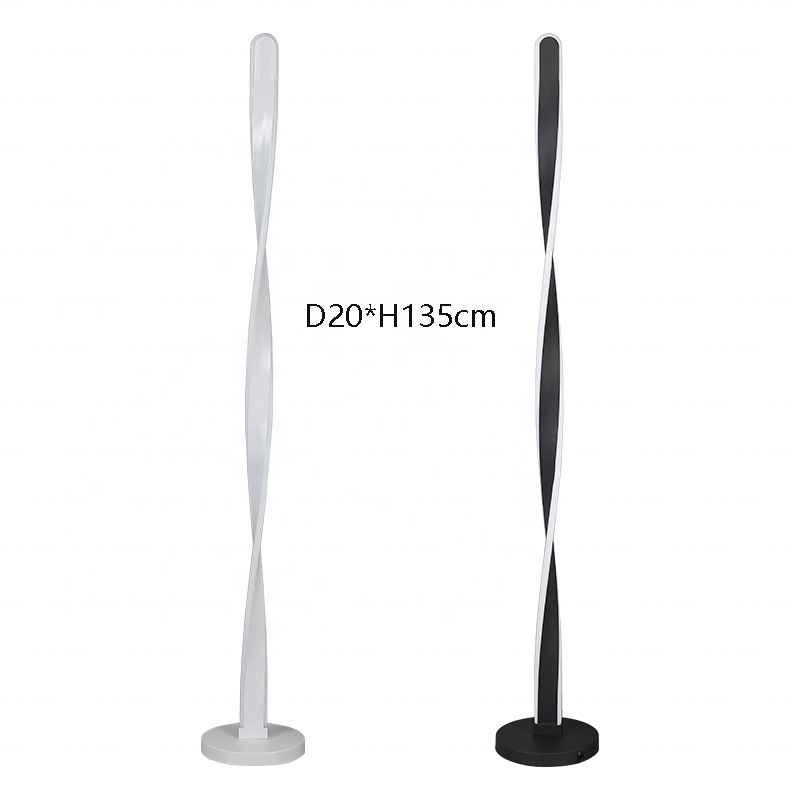 Modern European-Style LED Floor Lamp with Aluminum Metal Body and White Acrylic Shade for Hotel Room Bedroom Living Room