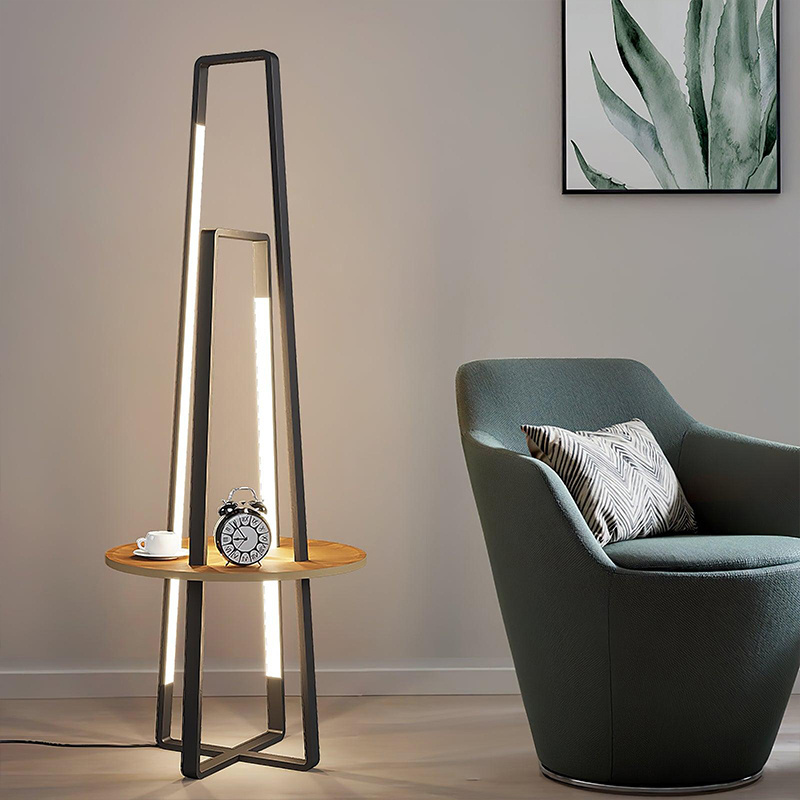 LED Lampara de Pie de interio Nodic Modern Floor Lamp Black Lampara Modernas Wooden Portable Lamp for indoor home decor