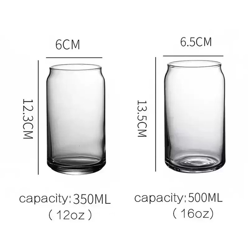 12oz 16oz Sublimation Blanks Cola Can Clear Frosted Jar Beer Glasses Wine Tumblers Cup With Bamboo Lid and Straws