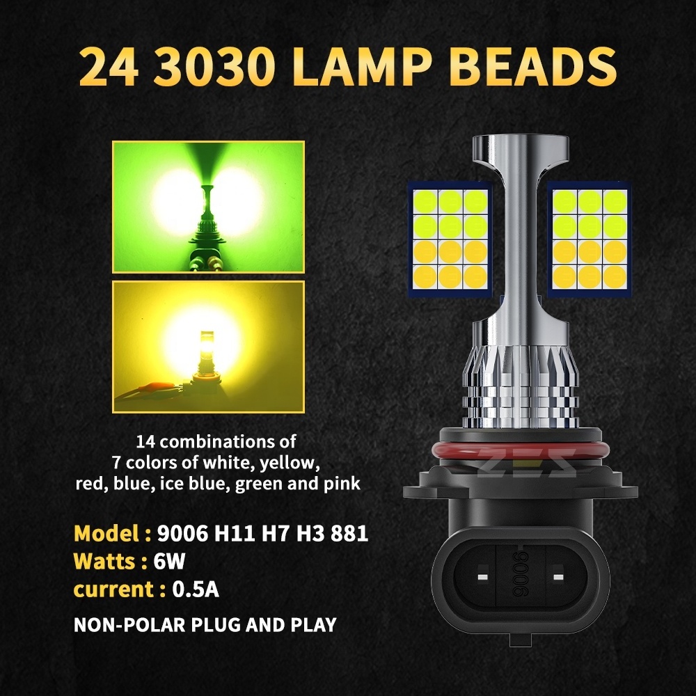 ZES AF04 3030 24SMD Chips 6W IP67 Waterproof 9006 H11 H3 H7 881 Super Bright H7 LED Headlight Bulb Fog Light Bulb