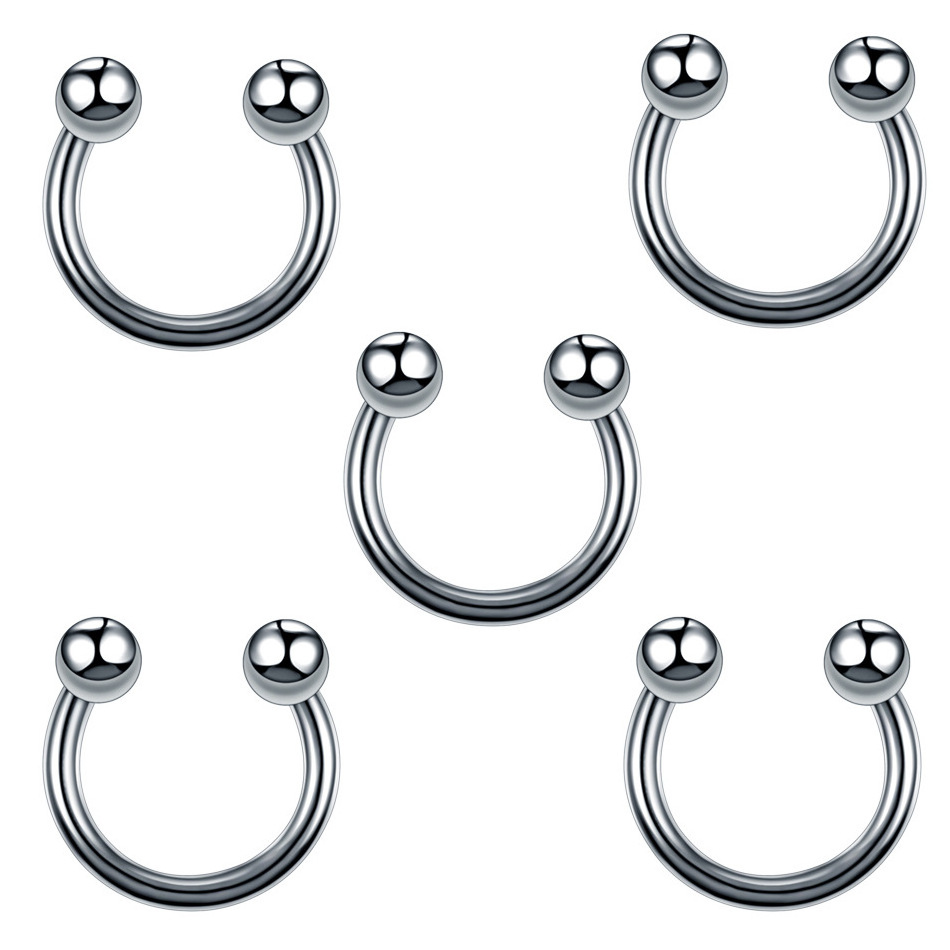 60pcs/Set Mix Kit 14G Stainless Steel Nose Ear Belly Lip Tongue Ring Jewelry Captive Bead Eyebrow Bar Body Piercing  Kit