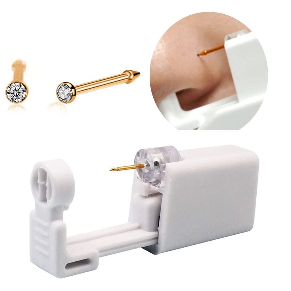 Disposable Safe Sterile Piercing Unit For Self Nose Piercing Gun, Nose Stud Piercing Kit Tool with Free Nose Rings