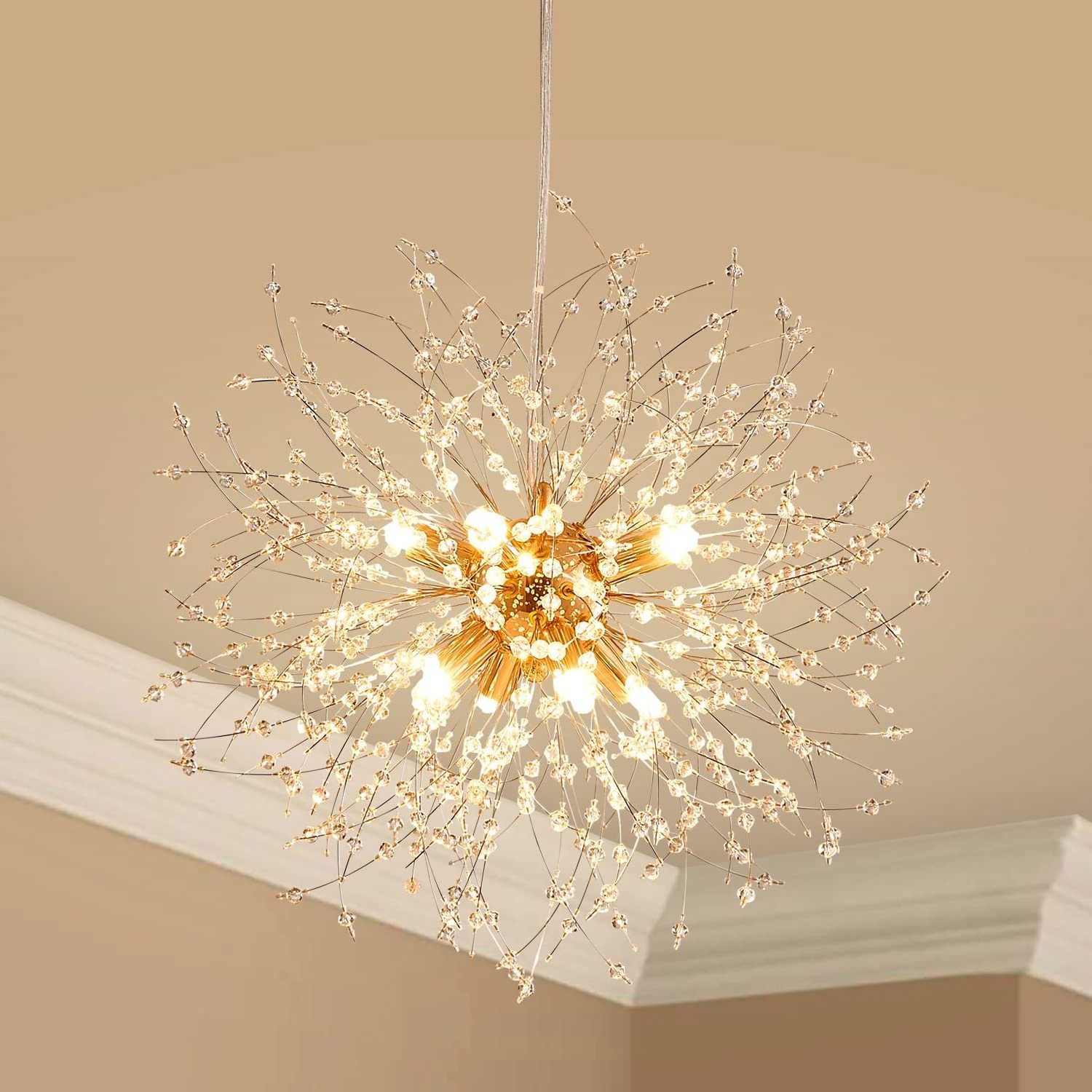 Dandelion Chandelier Crystal Chandeliers Firework Chandelier Stainless Steel Pendant Light for Bedroom Dining Room Foyer Hallway