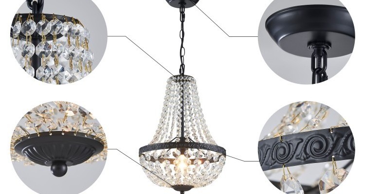 Cretifity Empire Style Clear Crystal Chandelier Modern K9 Crystal Ceiling Pendant Lighting Crystal Chandelier Dining Room