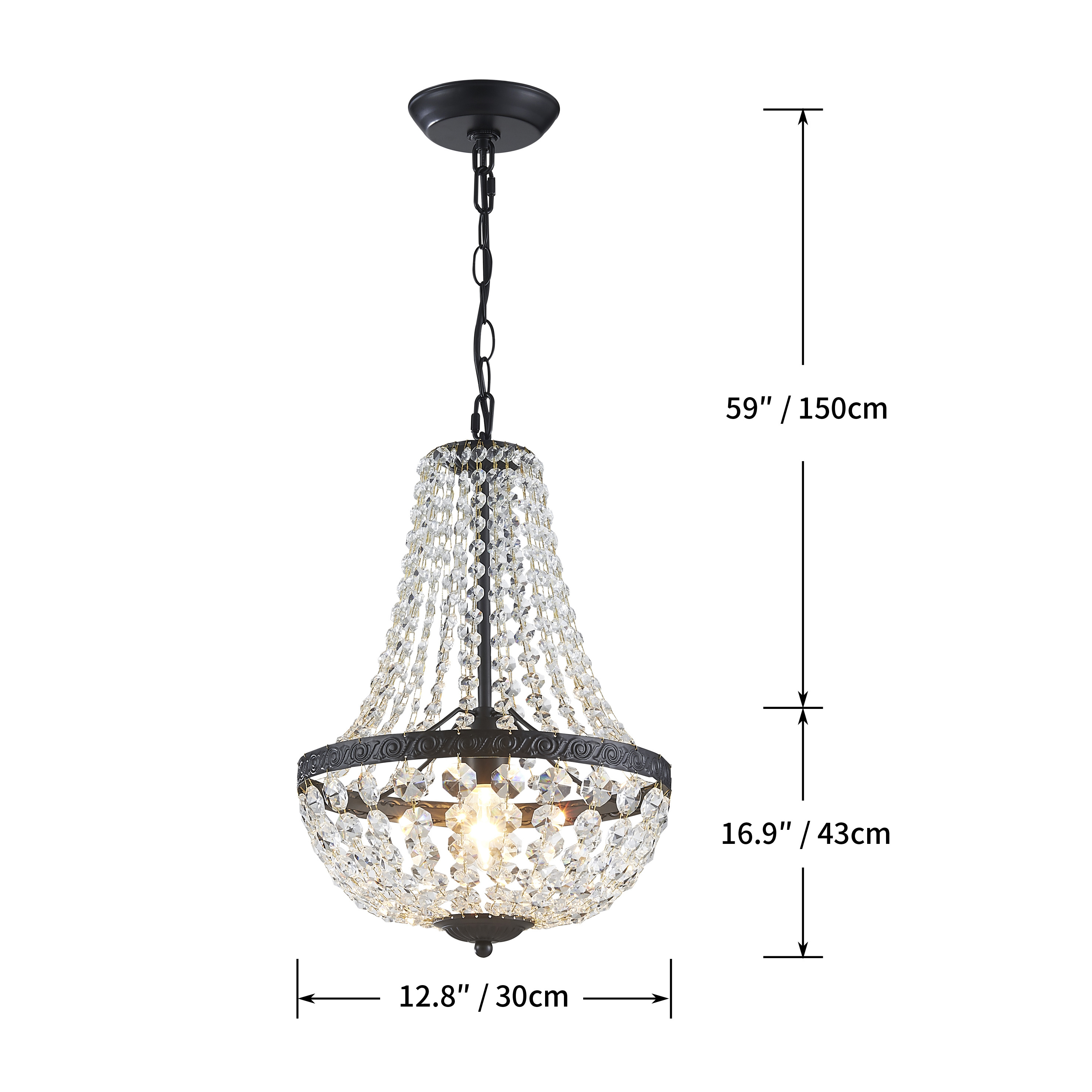 Cretifity Empire Style Clear Crystal Chandelier Modern K9 Crystal Ceiling Pendant Lighting Crystal Chandelier Dining Room