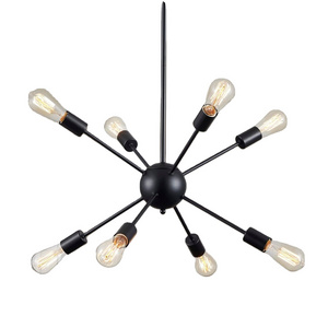 Sputnik Chandelier 8-Light Industrial Ceiling Lights Fixture Black Semi Flush Mount Black Chandelier Ceiling Light Fixture