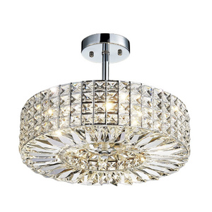 Crystal Chandelier Semi Flush Mount Chandelier Lighting 4 Lights Close to Ceiling Light Crystal Lampshade in bedroom living room