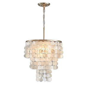 Saint Mossi 1-Light Morden Chandelier Capiz Pendant Lighting Fixture Coastal Style Hanging Ceiling Lighting