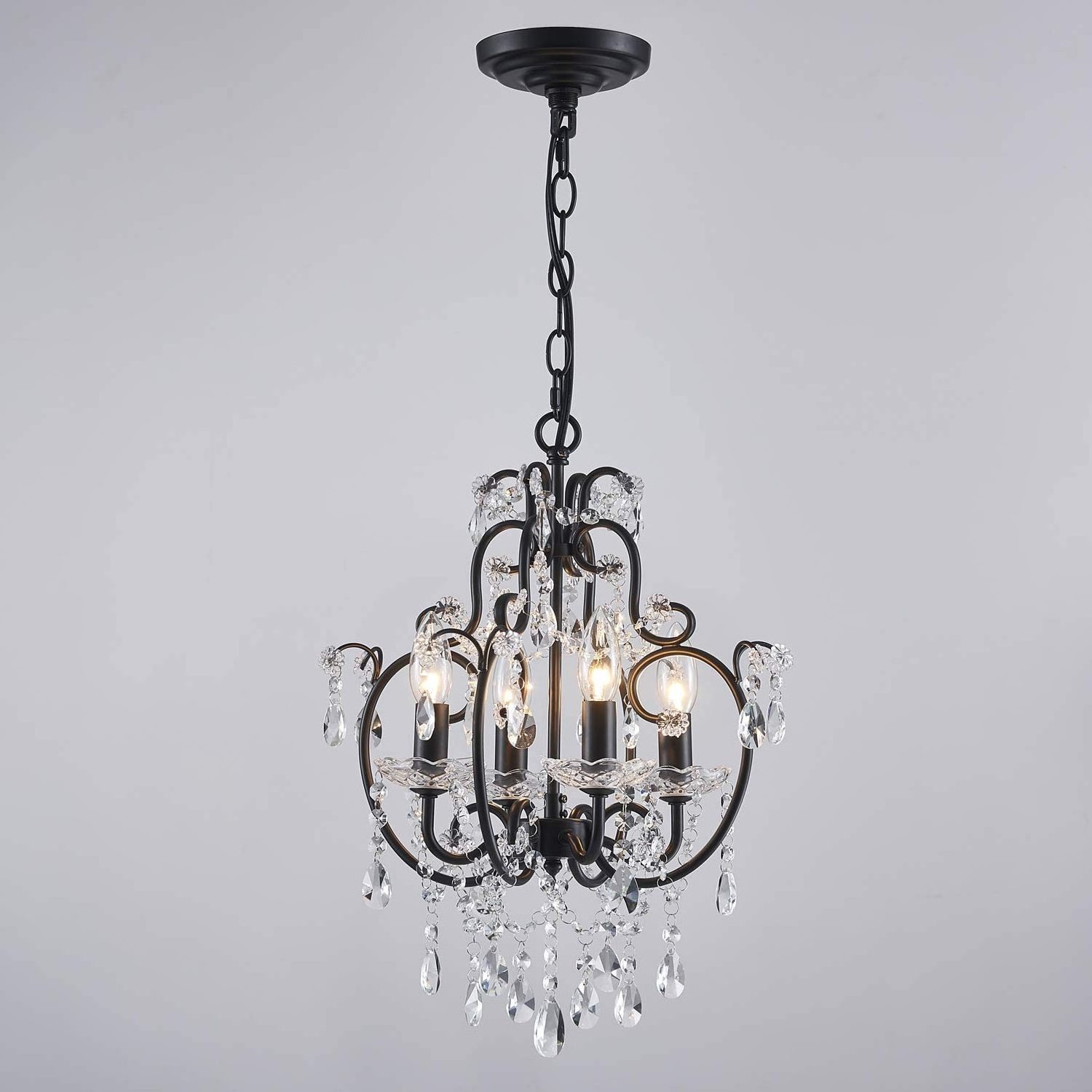 Saint Mossi 4-Lights Crystal Chandelier K9 Black farmhouse Chandelier Light Fixture