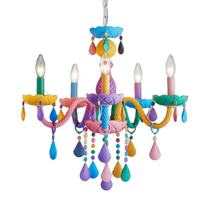 5-Lights Modern Chandelier Colourful Candy Design Bedroom Living Room Dining Room Children's Room chandelier for girls bedroom