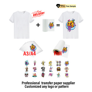 Free sample China supplier A4 A3 size sublimation PET transfer film custom logo DTF heat transfer printing paper for t-shirt