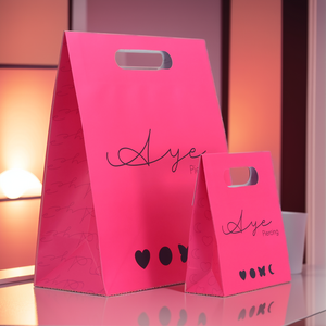 Luxury die cut handles makeup Printed Custom Logo beauty Cosmetic lashes small gift wig hair design packaging Paper bags