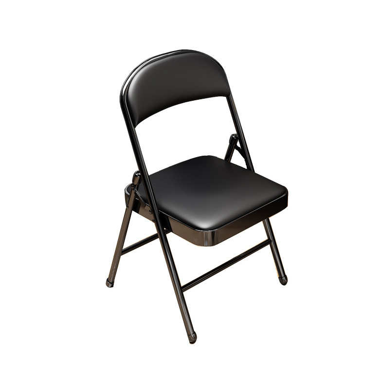 OEM Low Price Used  Outdoor Black synthetic leather Stainless Steel Hotel Event Wedding Banquet Chairs folding chair