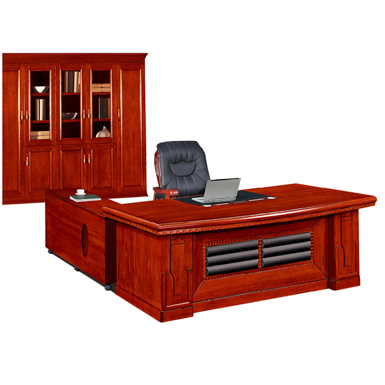 A-13 China hot selling Classical Luxury office furniture  l shape boss wooden office table