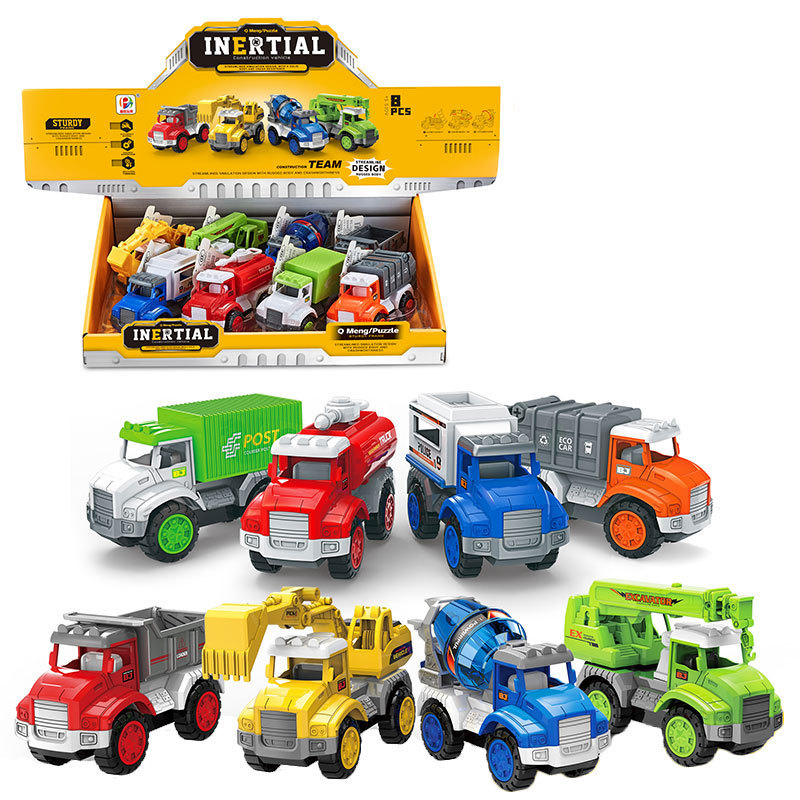 Factory wholesale display box packing plastic friction toy truck model mini vehicle set small car toys