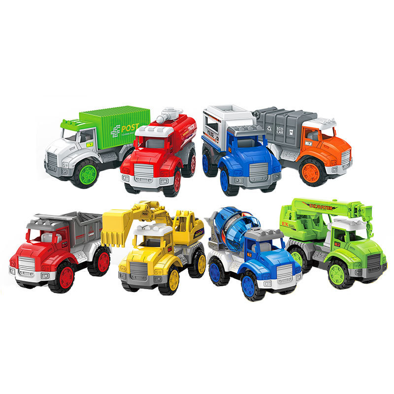 Factory wholesale display box packing plastic friction toy truck model mini vehicle set small car toys