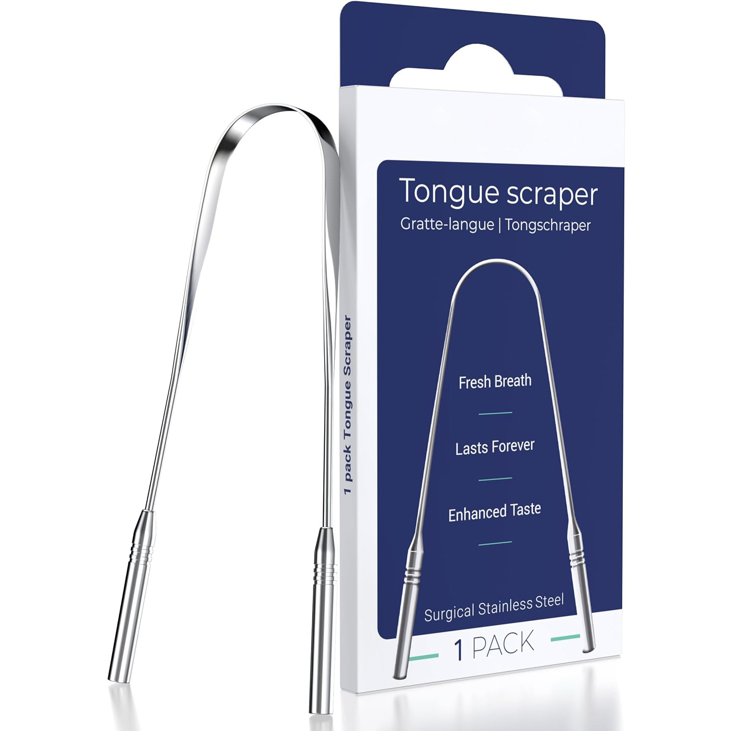 Metal Tongue Scrapper Custom Logo Stainless Steel Tongue Scraper Cleaner To Prevent Bad Breath