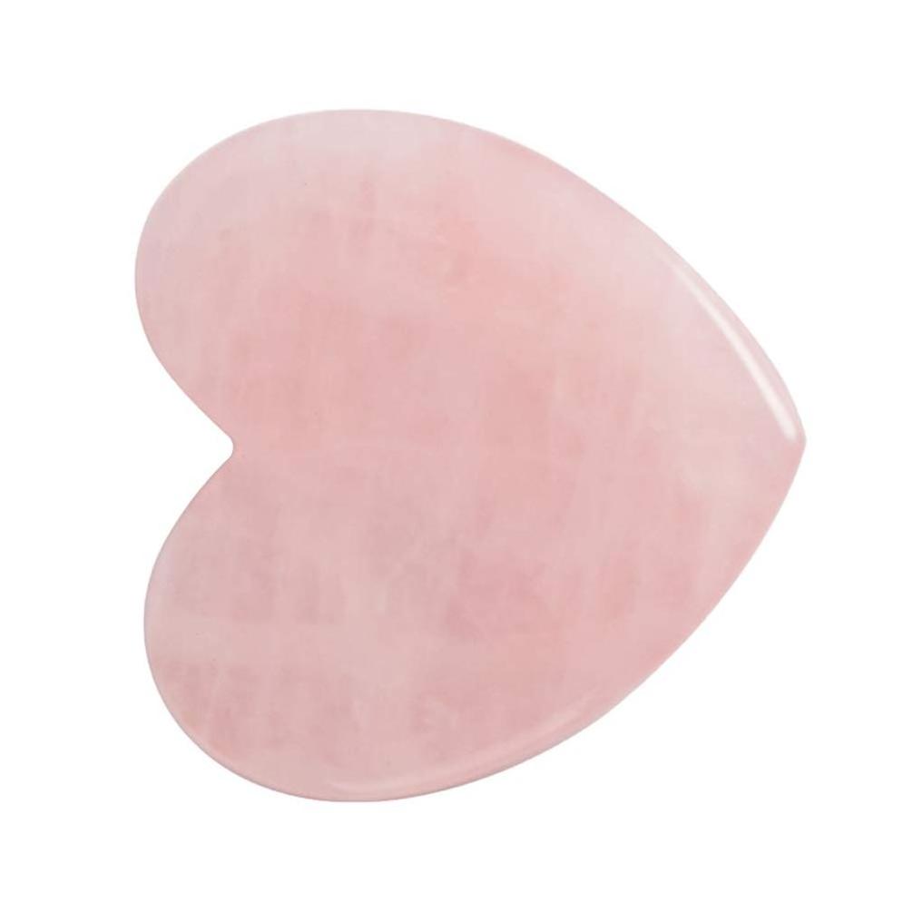 Eye & Face Treatment Best Rose Quartz Gua Sha Pink Jade Heart Shape Guasha Massage Tool with Scraping Stone