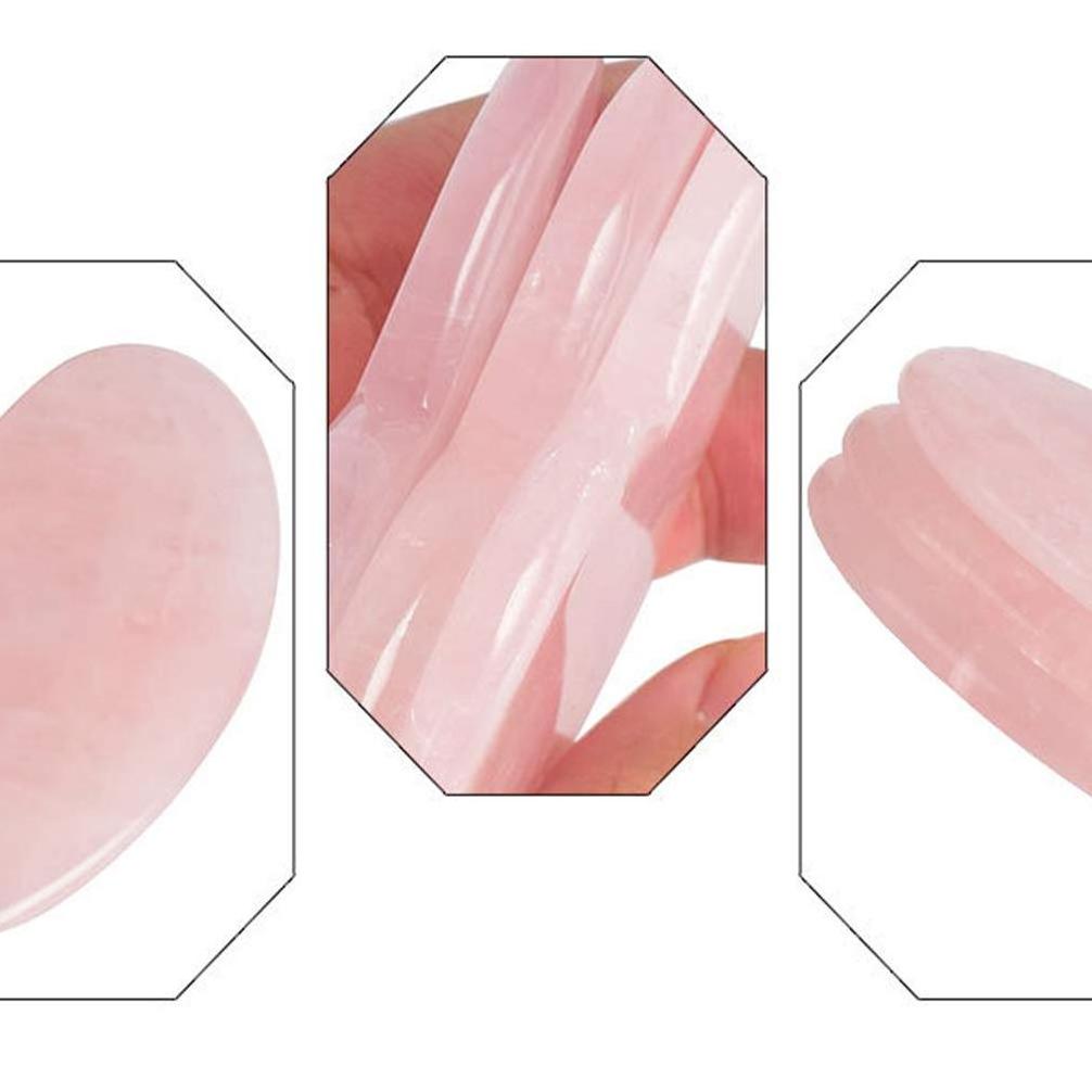 Eye & Face Treatment Best Rose Quartz Gua Sha Pink Jade Heart Shape Guasha Massage Tool with Scraping Stone