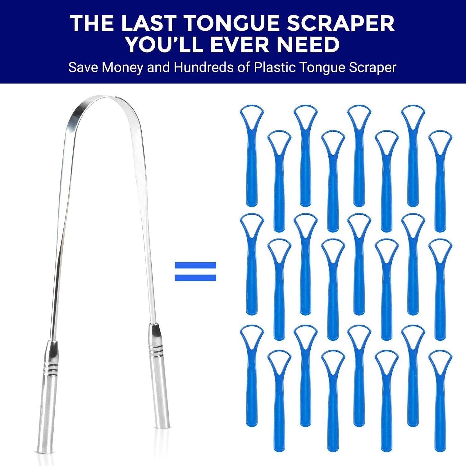 Metal Tongue Scrapper Custom Logo Stainless Steel Tongue Scraper Cleaner To Prevent Bad Breath