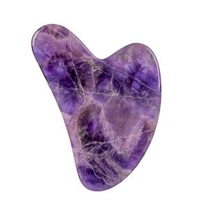 Custom Packaging Natural Purple Jade Amethyst Gua Sha Stone Scraping Board