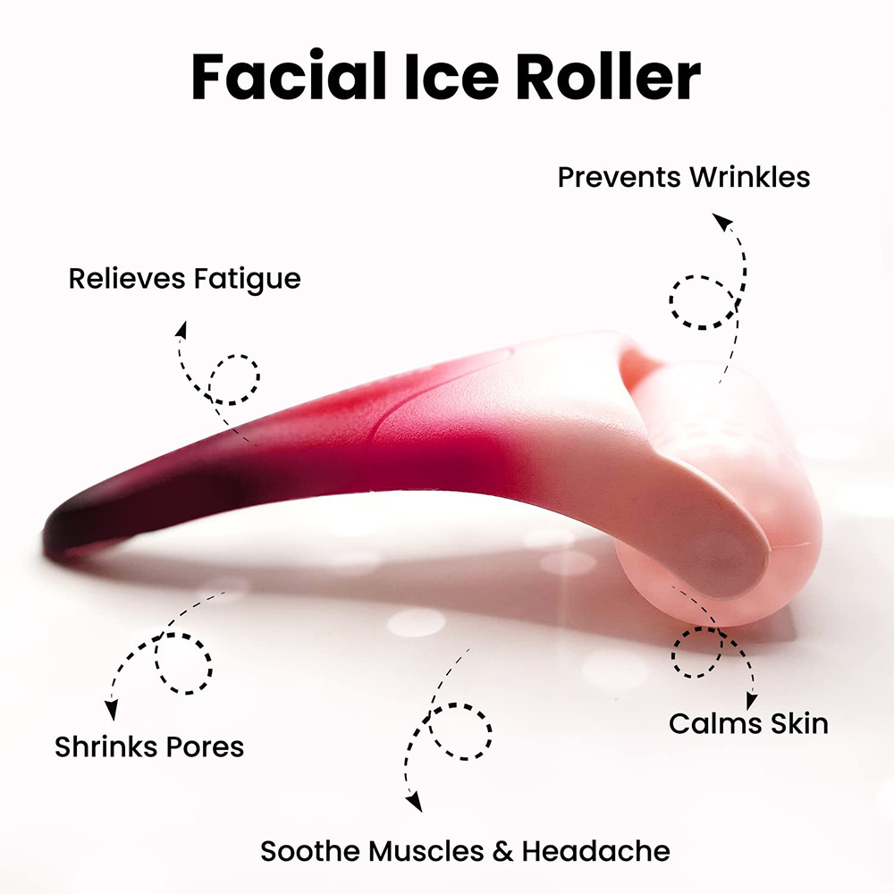 Wholesale 2in1 Rose Quartz Gua Sha ,Ice Roller Set For Face Eye Black Circle