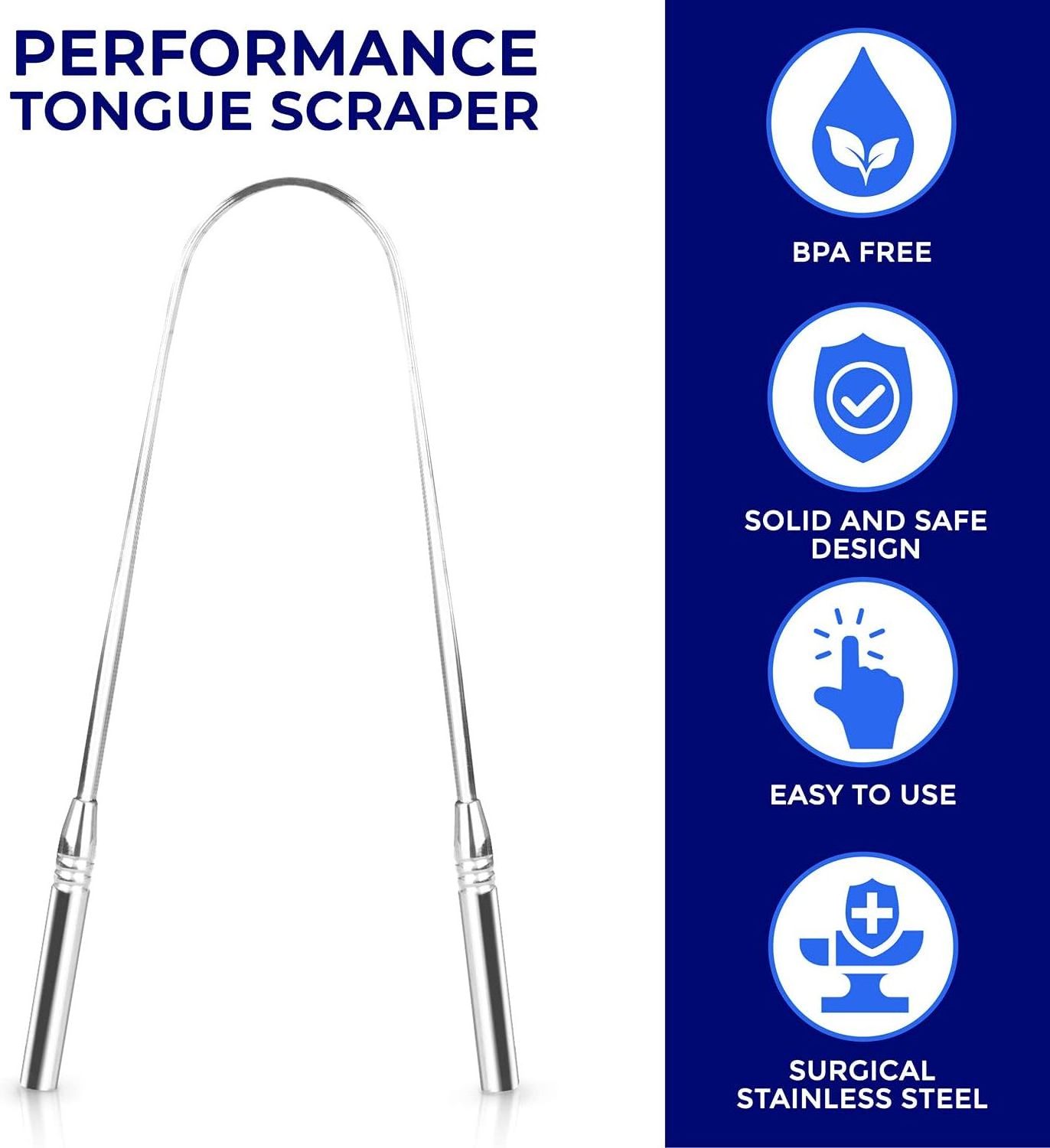 Metal Tongue Scrapper Custom Logo Stainless Steel Tongue Scraper Cleaner To Prevent Bad Breath