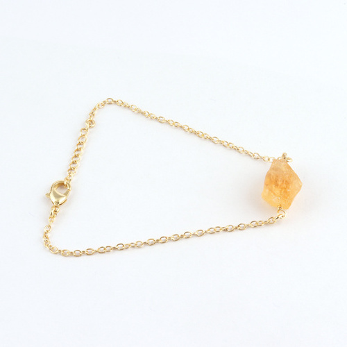 High quality natural rough citrine bracelet gold/silver plated factory direct sales customize handmade adjustable chain bracelet