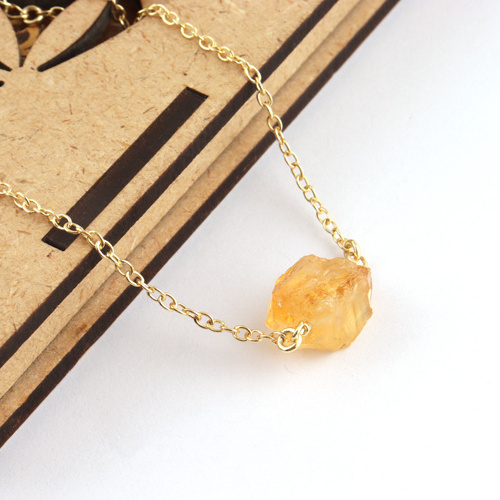 High quality natural rough citrine bracelet gold/silver plated factory direct sales customize handmade adjustable chain bracelet