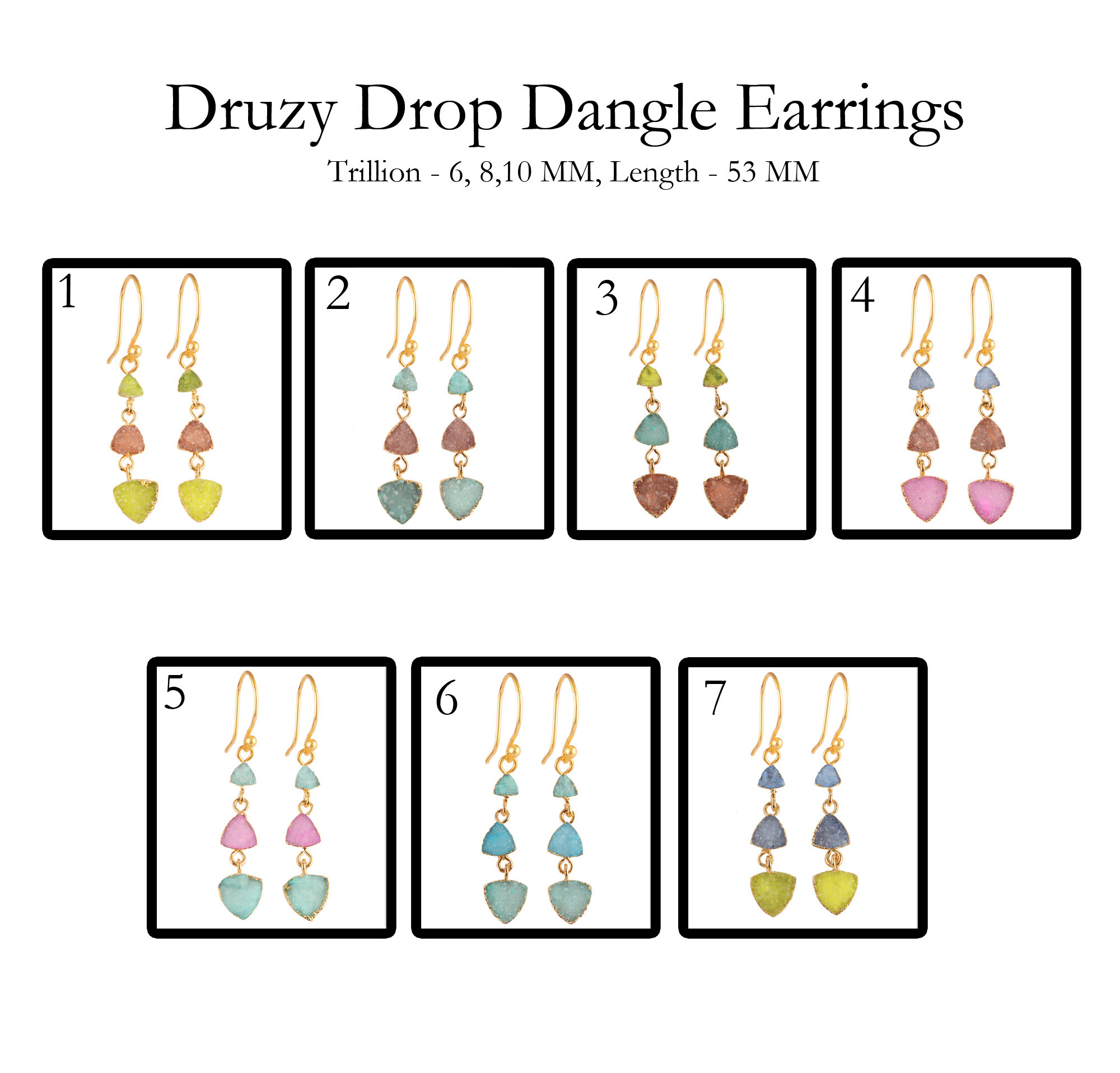 Wholesale boho trendy fashion jewelry natural sugar druzy earring gold electroplated hanging drops handmade fine jewelry women