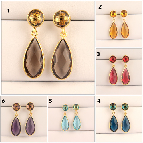 Newest trendy briolette cut purple amethyst quartz drop earring gold filled jewelry wholesale price handmade drop dangle earring