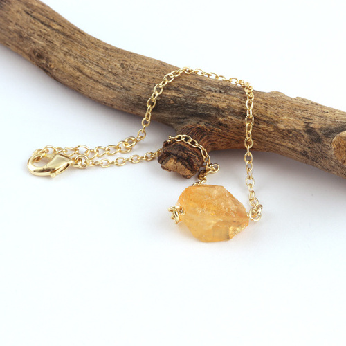 High quality natural rough citrine bracelet gold/silver plated factory direct sales customize handmade adjustable chain bracelet