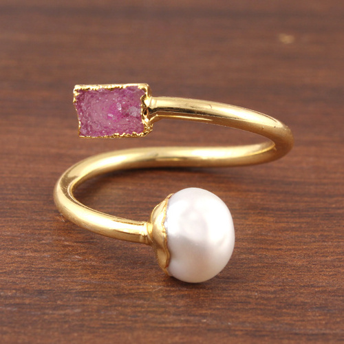 Sugar pearl ring agate druzy handmade jewelry adjustable bridesmaid gift ring handmade crystal resin colored rings