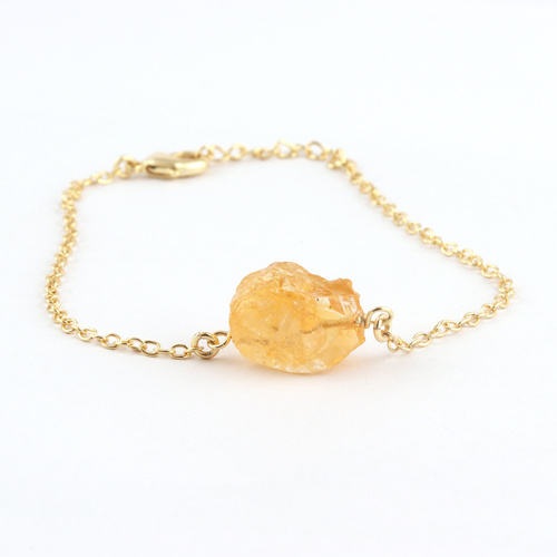 High quality natural rough citrine bracelet gold/silver plated factory direct sales customize handmade adjustable chain bracelet