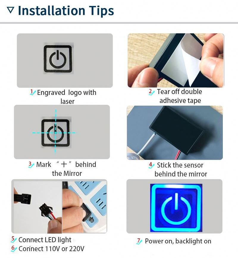 High sensitivity 12V 1A led light mirror touch sensor switch  for 1-5mm glass/acrylic/mirror