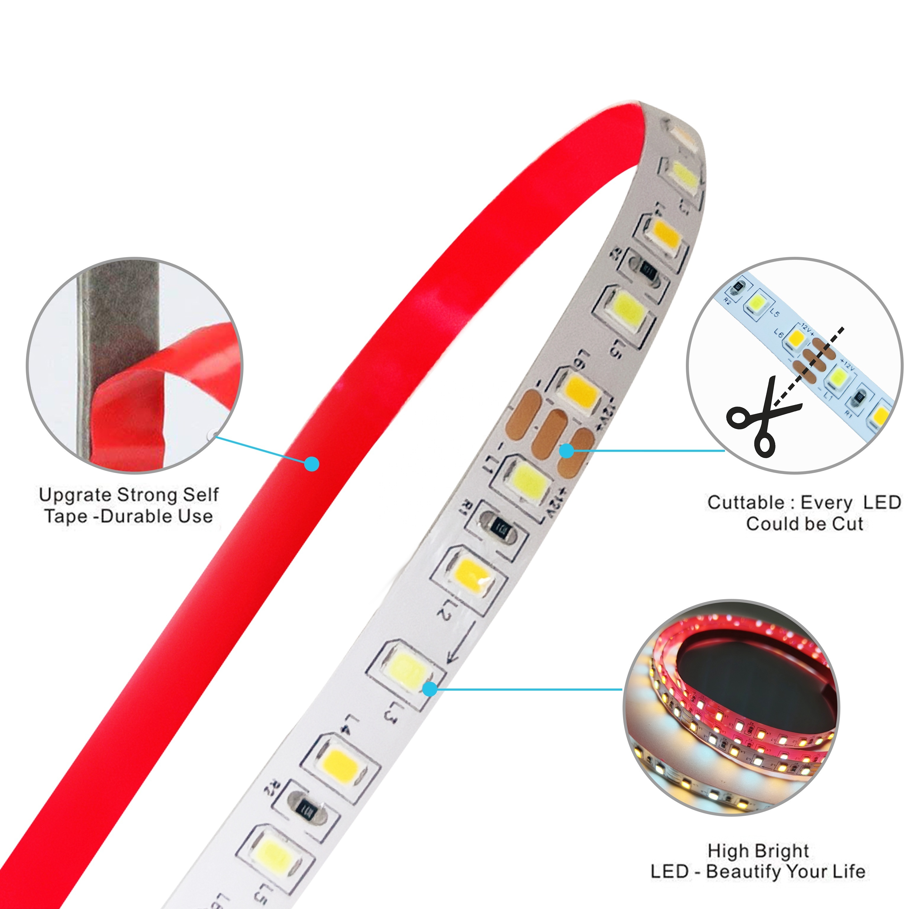 SMD 2835 Flexible Led Strip Light Led Strip 12v 60D 120leds 3000K-6000K 2835 SMD LED Strip Light