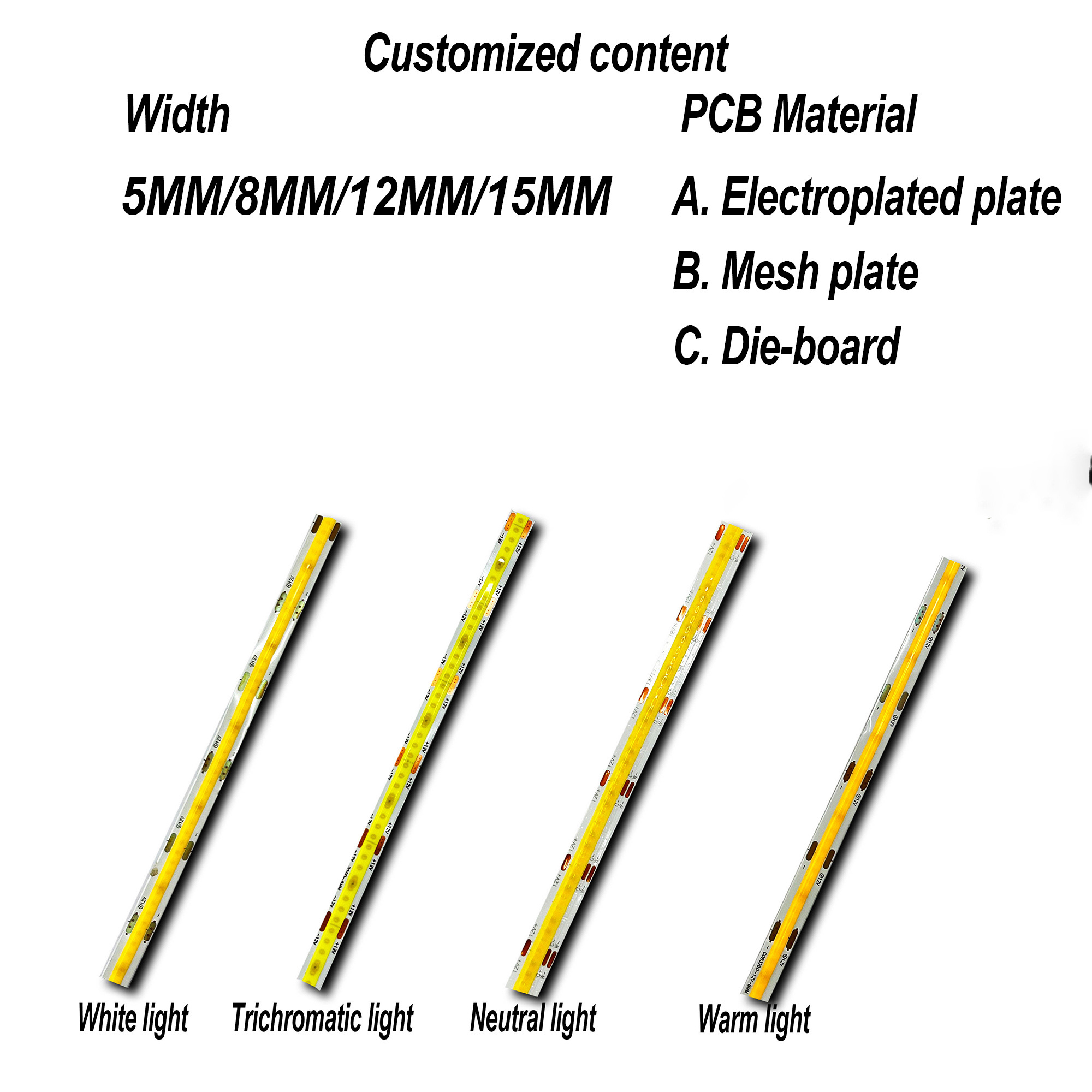 high quality 12v 24v 10mm CRI90  COB LED Strip 480LEDs CE RoHS  4500K Nature White COB LED Strip for Mirror Lighting