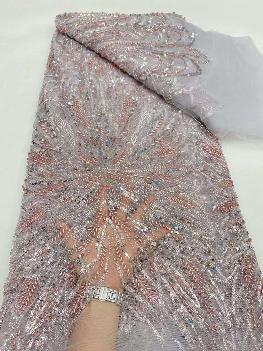 ZeXiu Wholesale Fashion Beaded Embroidery Sequins African Lace Fabric 2024 High Quality Nigerian Wedding Dress French Material