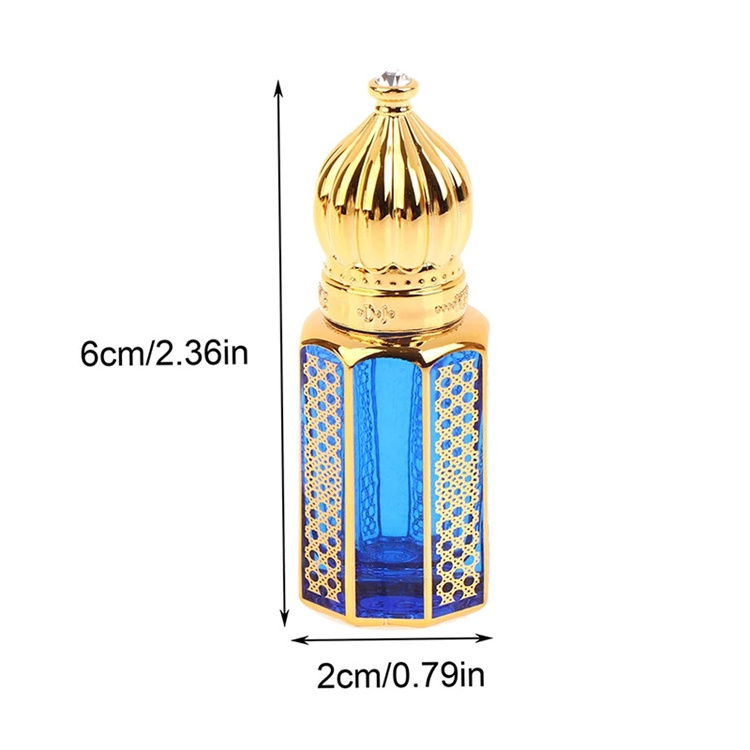 6ml Middle Eastern Arabic Essential Oil Rollerball Bottle Golden Travel Perfume Dispenser Glass Bottle