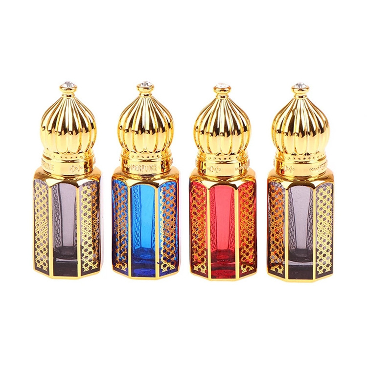 6ml Middle Eastern Arabic Essential Oil Rollerball Bottle Golden Travel Perfume Dispenser Glass Bottle