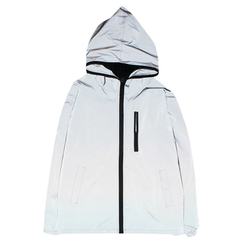 Flash Reflective Jackets 2022  Night Glowing Men and Women Windbreaker with Hooded Jacket