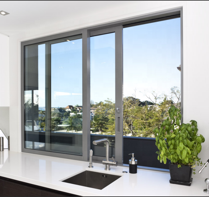 Standard high quality sliding window aluminum with insert blinds and timber reveal double glazed slide window