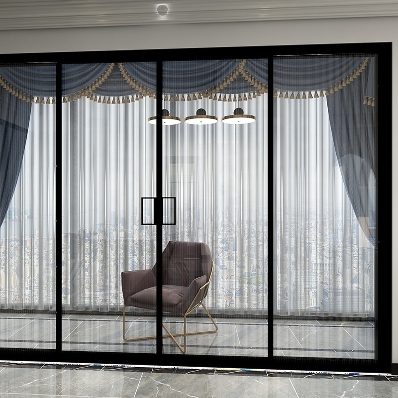 New Design Trackless Sliding Door Plisse Mosquito Net Retractable Screen Door