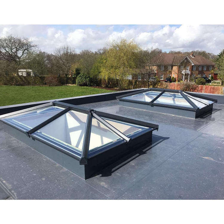 Customized Roof Skylight Insulating Double Glass Top Flat Roof Tempered Glass Ventilation Aluminium Loft Skylight Windows