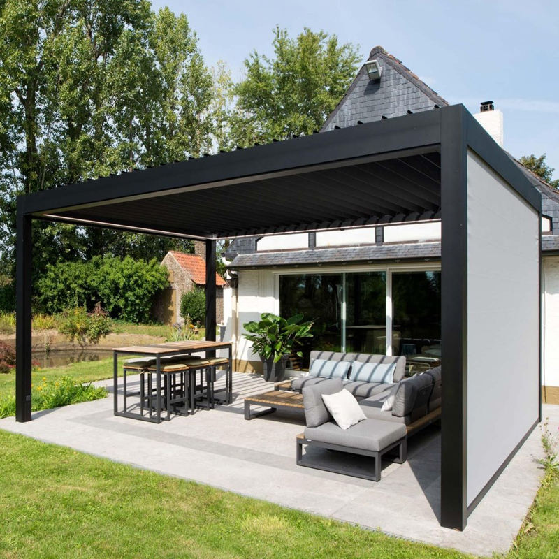 Garden automatic bioclimatique waterproof outdoor aluminium pergola cover system aluminium louvre roof bioclimatic pergola