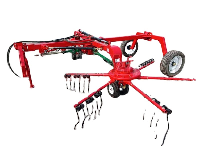 Tractor mounted pto drive double rotary hay rake