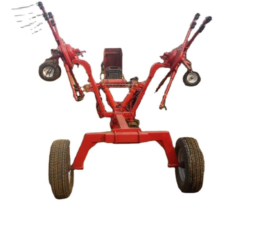 Tractor mounted pto drive double rotary hay rake