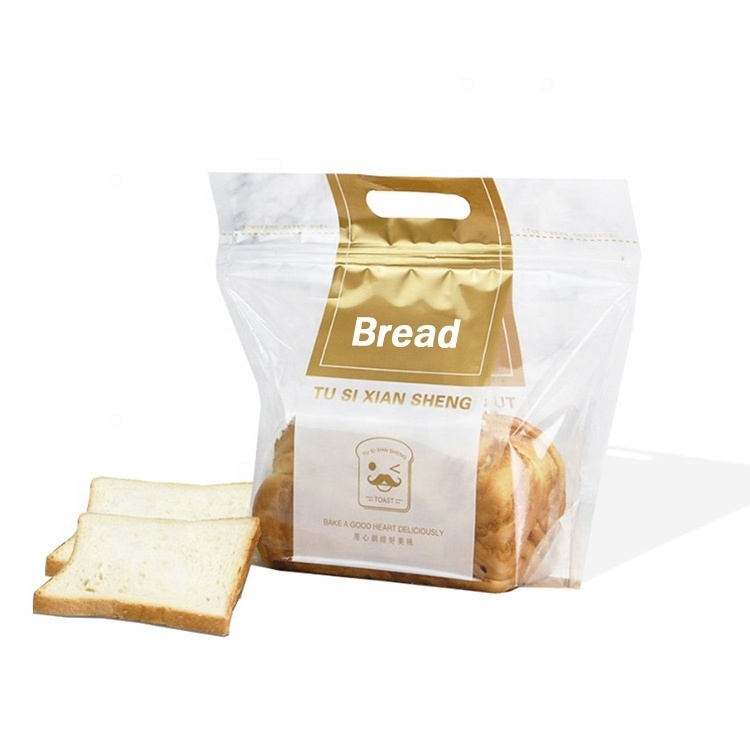 Custom Printed Resealable Food Grade Bakery Product Zipper Packaging Bread Pastry Bags Window Stand up Pouch Free Samples Accept